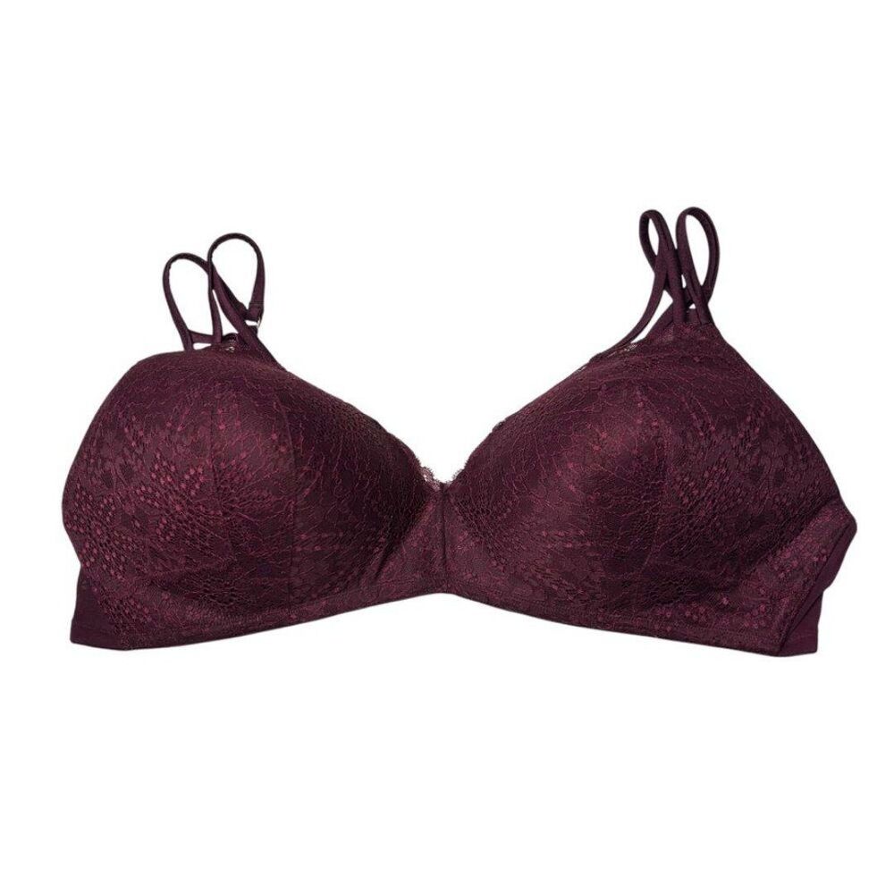 PINK Victoria's Secret maroon red wireless lined Bra 36DDD 36F Everyday Comfort